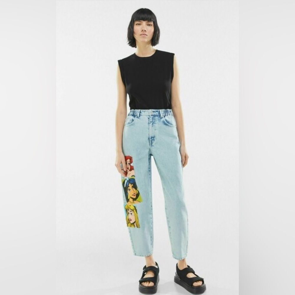 Rare Disney Princess  Bershka Jeans with Character Patches size 06